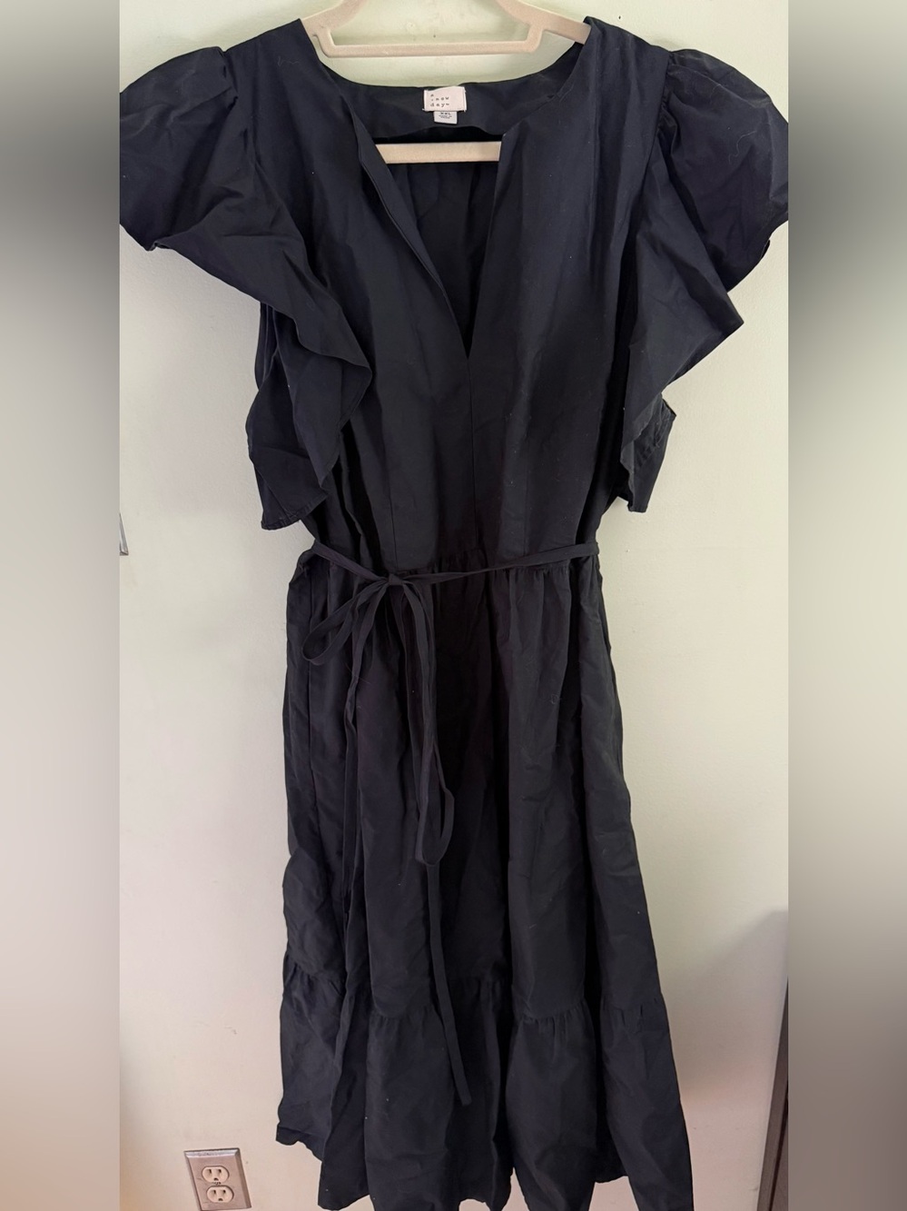 A New Day Black Ruffle Sleeve Tiered Dress XXL